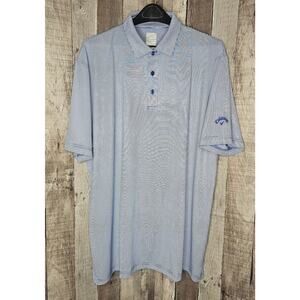 Callaway Men’s XL Golf Polo Shirt Opti-Dri Short Sleeve Blue White Stripe